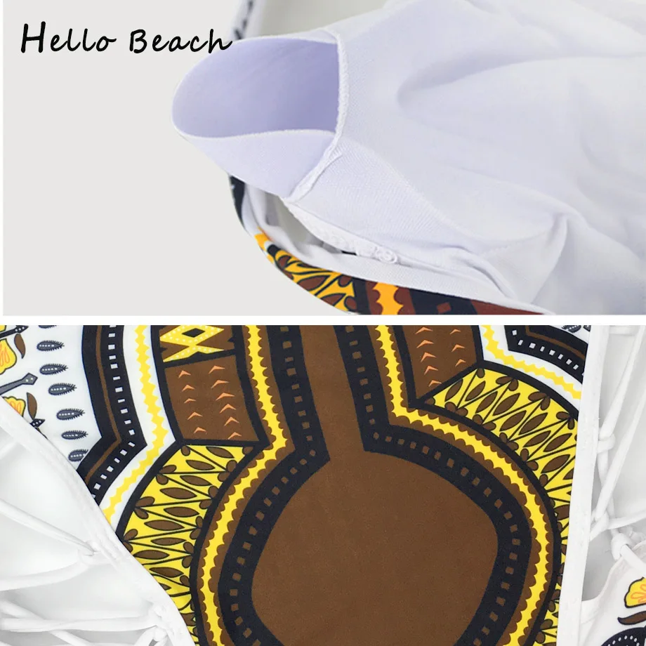 HELLO BEACH 2018 Новый Цельный купальник бандажный боди с принтом в африканском стиле