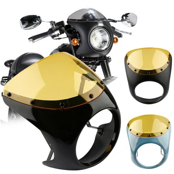 

7 Inch Protective Front Retro Easy Install ABS Motorcycle Headlight Fairing Replacement Windshield Durable Smooth Cafe Racer