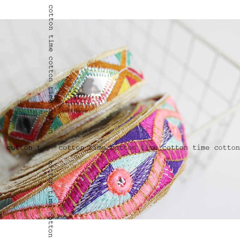 

4yards Indian Trim Embroidered Lace 5cm wide Boho lace Sawing Accessory for fashion cloth Bags home deco accessory