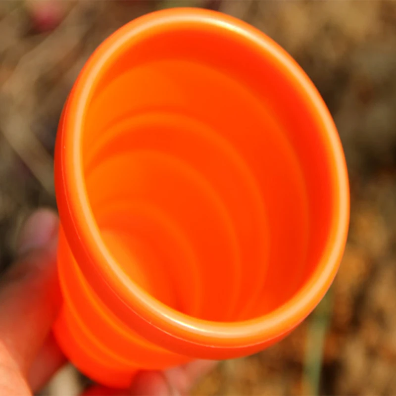 Arce de fuego 200 ml silicio taza plegable al aire libre telescópica plegable copas Camping Set de cocina Cubiertos Plegables FMP-319