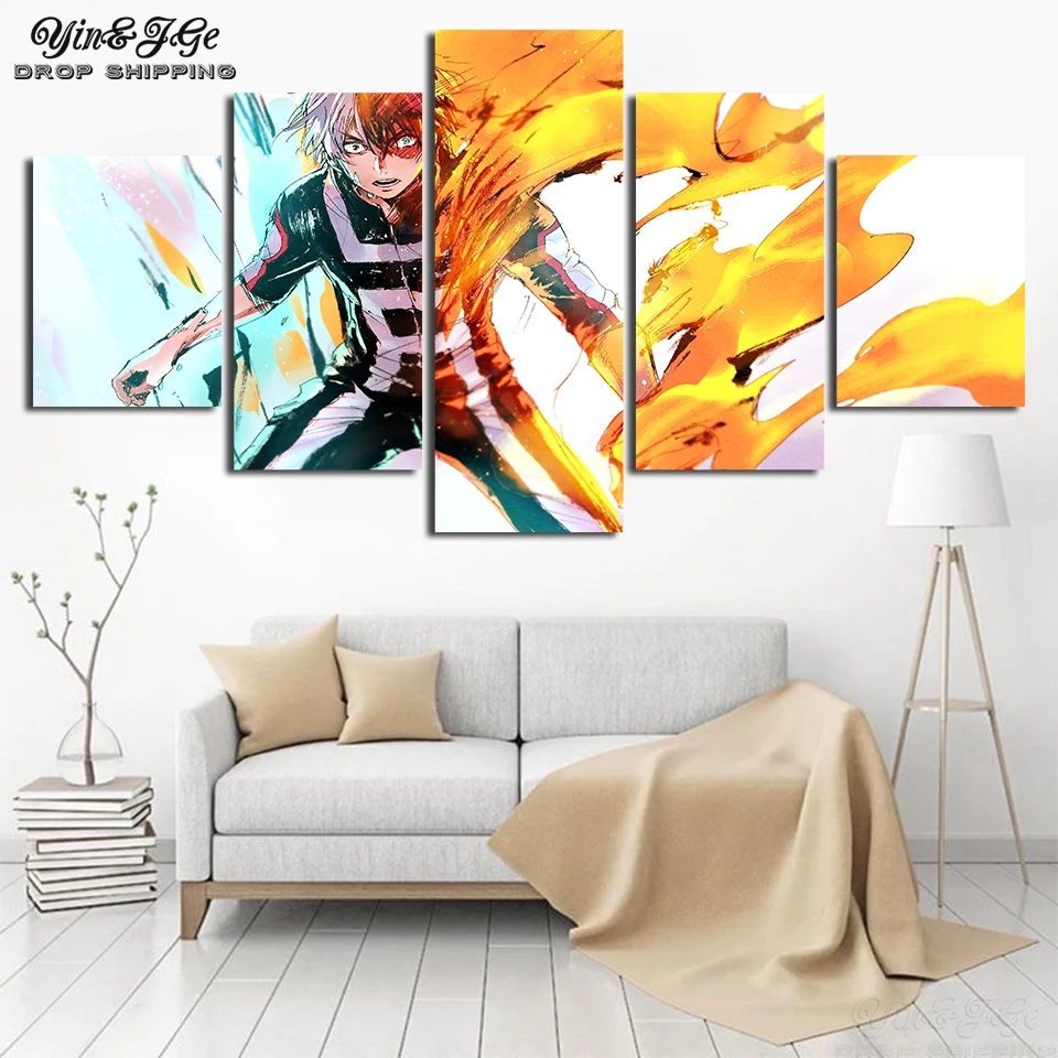 Печать на холсте 5 шт. Картины мой герой плакат Academia Wall Art для ночной фон модульная