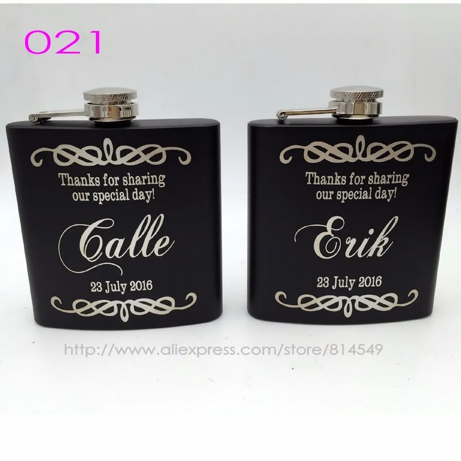 Free Personalized Engraved 6 oz Stainless Steel Black Hip Flask ,Groomsman or Best man gift , Birthday gift ,PASSED FDA TEST