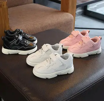

Waterproof Leather Girls Sneakers Solid Student Shoes for Boys Small Baby Fashion Stripes Toddler Shoes Children Footwear 21-30