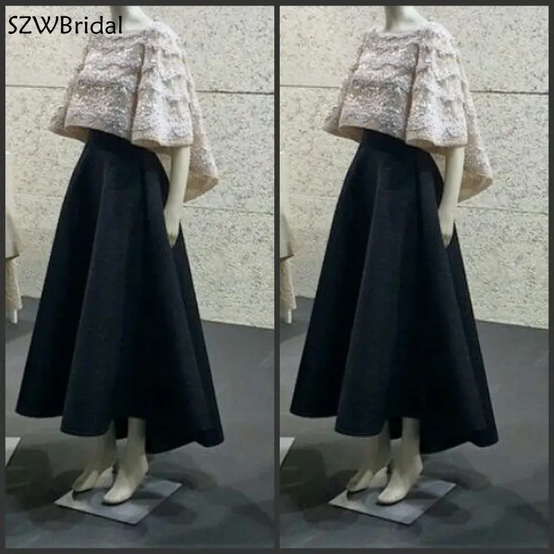 

Hot sale Custom made Black Lace beaded Pearls Sexy Dubai Evening dress Robe de soiree