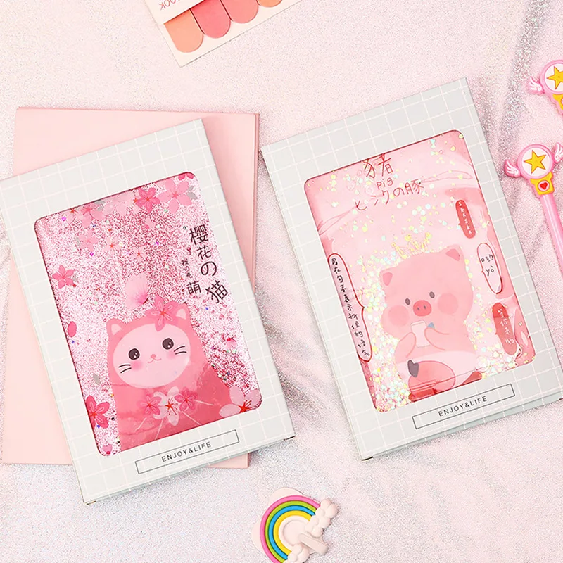 

2019 Cute pink pig Diary Journal Notebook PVC Sequins Cover Weekly Monthly Daily Planner Organizer School Papeleria Stationery