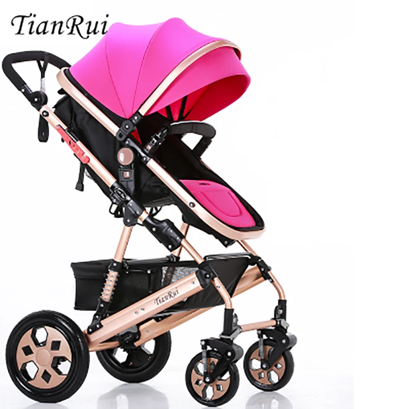

2016 New design foldable aluminum Luxury baby stroller 3 in 1 , stroller carry bag, 5 colour four wheels single seat