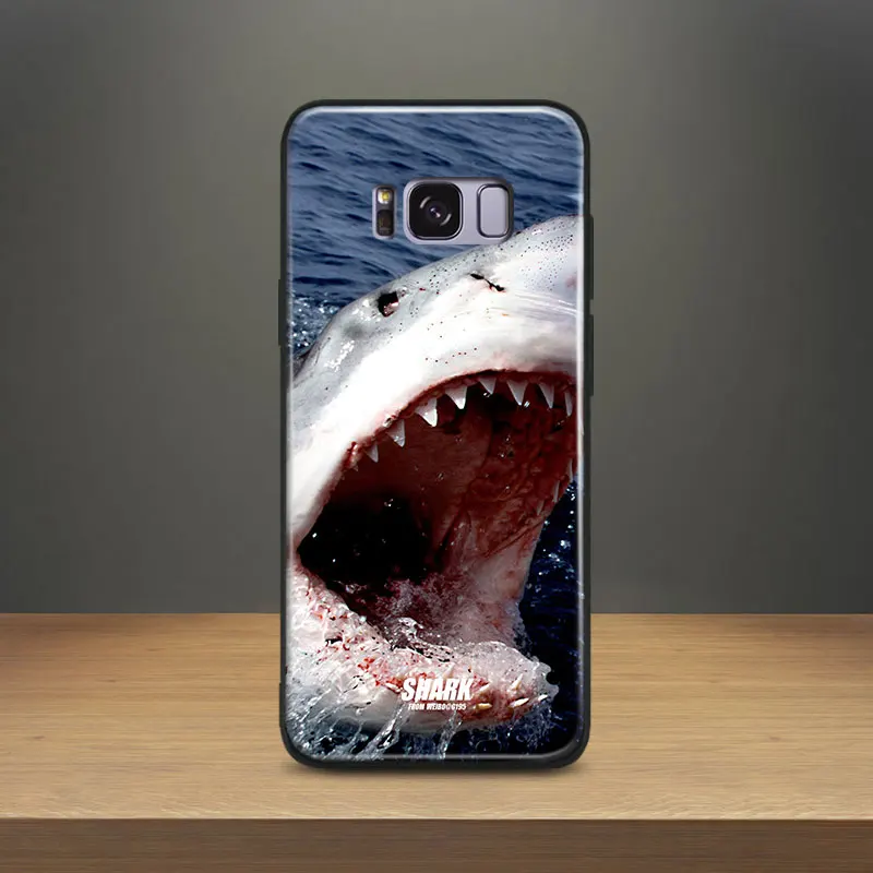 

Dangerous Shark Mouth Jaws Coque TPU Soft Silicone Phone Case Shell Cover For Samsung S7 Edge S8 S9 Plus Note 8 9