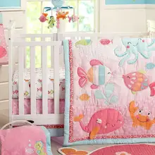 «Подводное царство», комплект из 4 предметов для маленьких девочек Детская кроватка Постельное белье от Carters Осьминог рыбы с формой гиппокампа, комплект для малышей Детская кроватка Постельное белье для девочек для детской кроватки Постельное белье