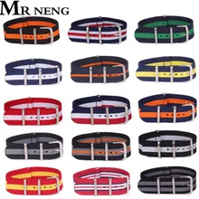 В полоску ретро 18 20 22 24 мм прочные военные армейские натовские тканевые нейлоновые ремешки для часов с пряжкой 22 мм Ремешки для наручных часов