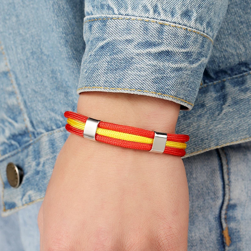 

LIVVY 2018 World Cup Flag Country Spain Flag Bracelet Surf Bandage Glamour Men's & Women's Sports Bracelets AS439