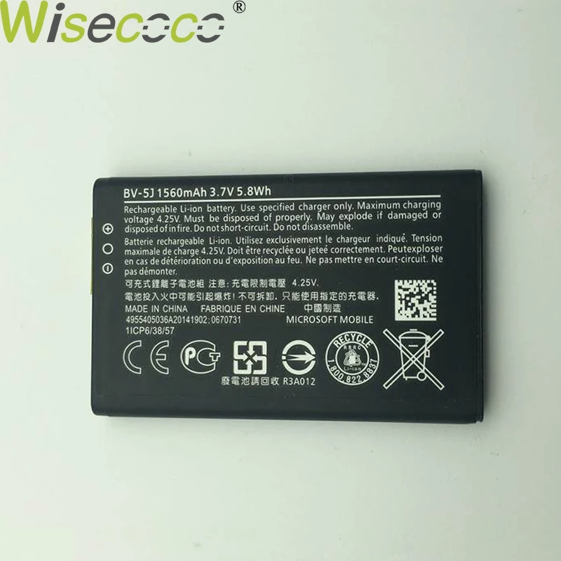 10 шт. новые оригинальные батареи WISECOCO 1560 мАч BV 5J для Microsoft Nokia Lumia 435 532 RM1069