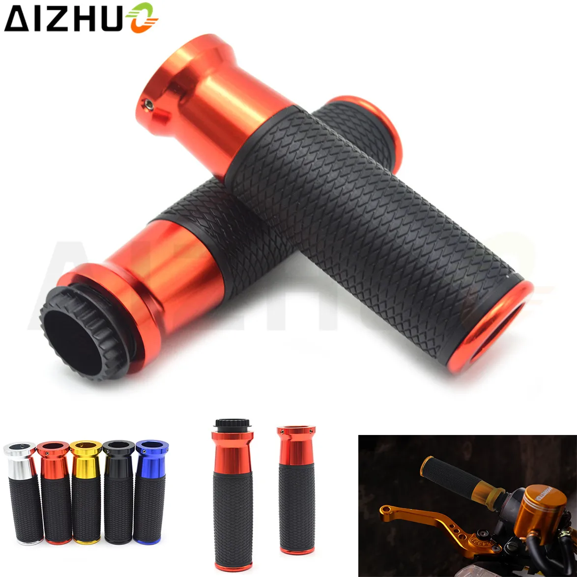 

CNC Aluminum Rubber 7/8" 22mm Motorcycle Handle Grip Handlebar Hand Grips For Honda CB400 Shadow 750 MSX125 CB500X CBR 1000RR