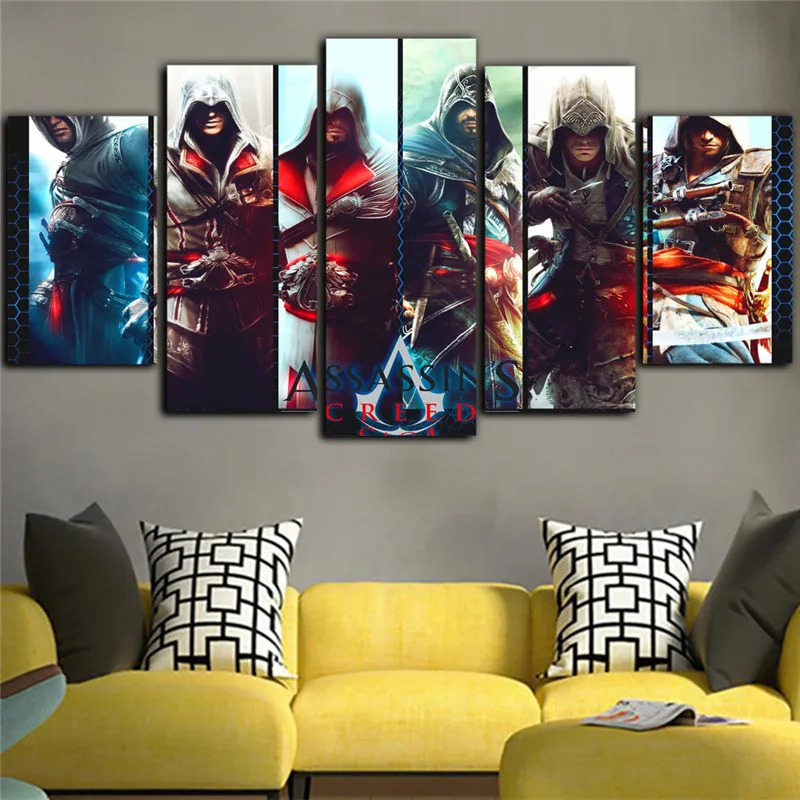 5 шт. картина водостойкие чернила холст художественная игра плакат печать Assassins