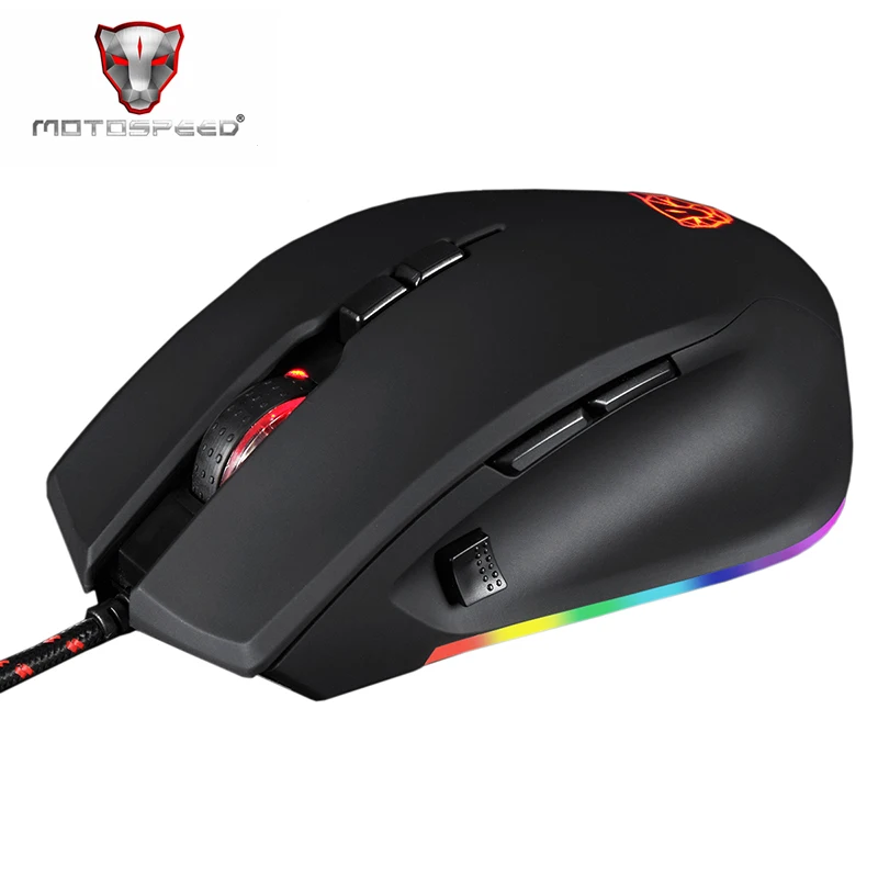 Pаспродажа Motospeed V80 RGB профессиональная 5000 точек дюйм игровая геймерская мышь USB компьютерная Wried оптическая мышь с подсветкой дыхательная светодиодная...