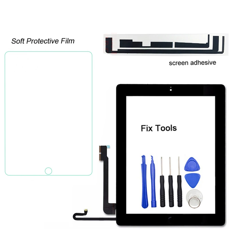 1 шт Испытано для iPad 2/3/4 5 Air A1395 A1416 A1458 A1474 планшета Сенсорный экран Внешний Стекло Панель+ Стикеры+ защиты пленка+ Инструменты