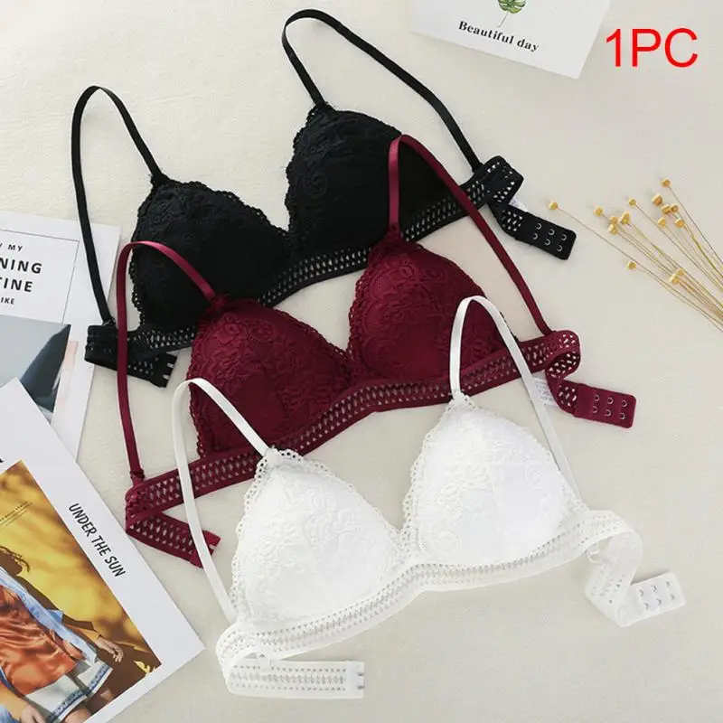 

French Style Bralette Seamless Deep V Lace Girl Women Bra Wireless Thin Underwear Sexy Lingerie Soft Bras For Women
