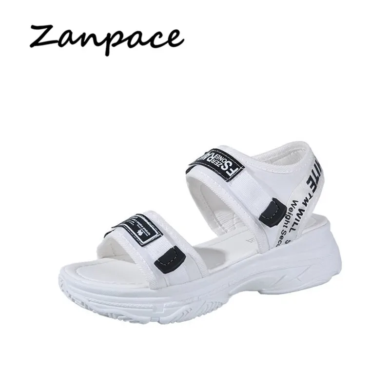 

2019 Summer Women Sandals Flat Beach Shoes Thicken High Heels Soft Sandals Women Joker Open Toe Ankle Strap Platform Sandals