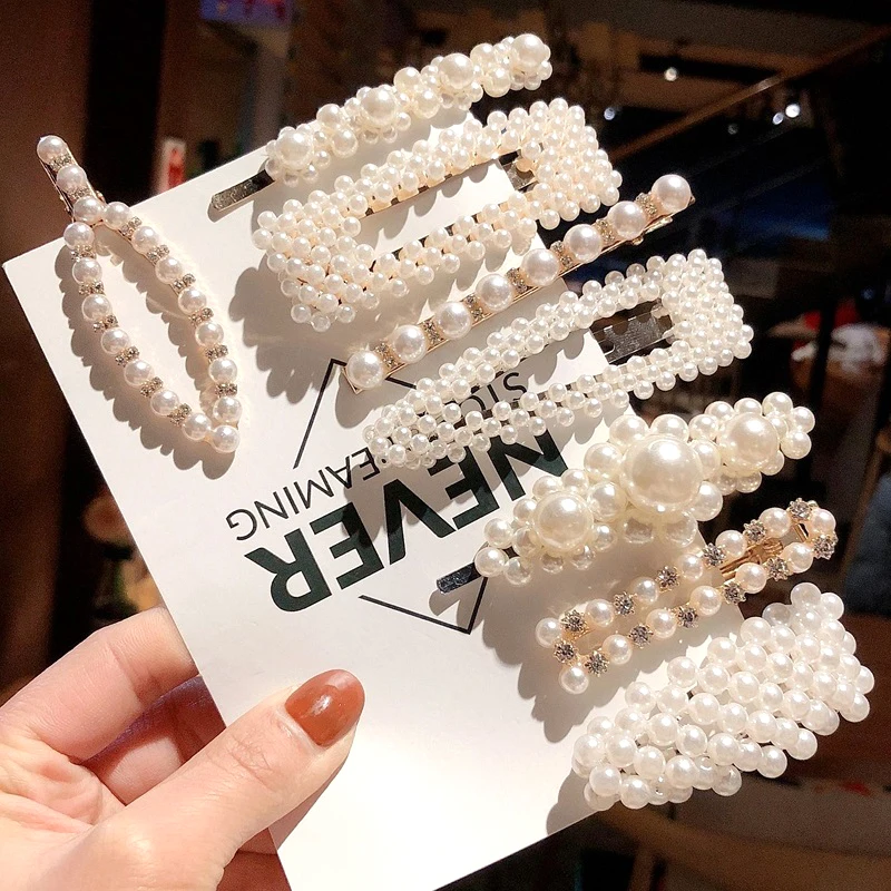 

Pearl Hair Clips for Women Korean Style Minimalist Metal Geometric Gold Color Hairpin Imitiation Hair Jewelry