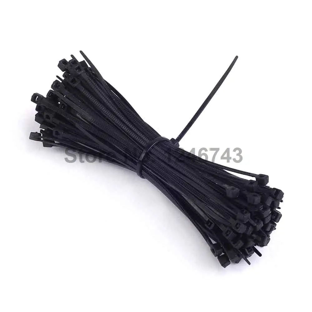 

1000PCS 100mm x 3mm Nylon Cable Ties Self-locking Plastic Wire Wire Cable Zip Tie 4.3" Black Color Free Shipping
