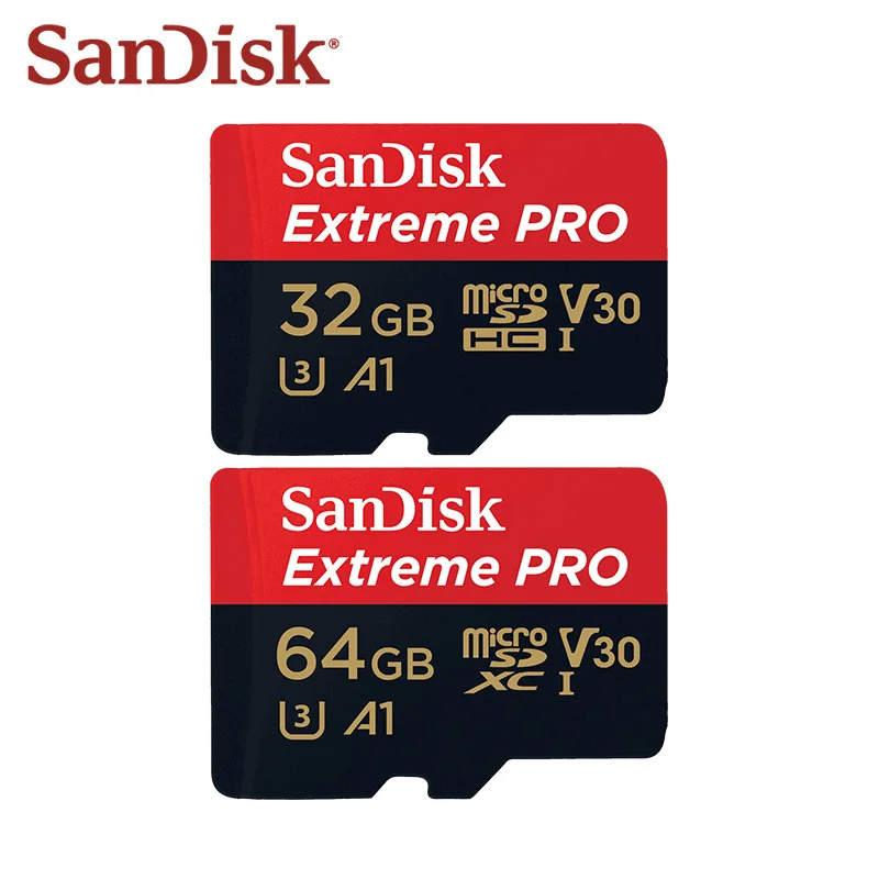 

Original Sandisk Extreme PRO Micro SD Card V30 U3 A1 Red Black TF Card 32GB 64GB High Speed 100MB/S Memory Cards For Phone
