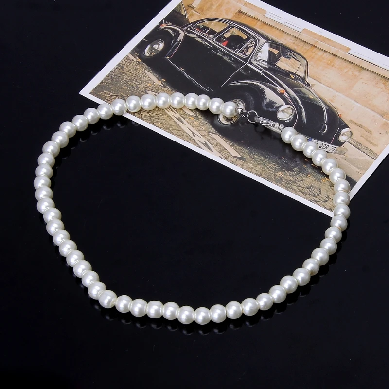 

Elegant Ivory White Glass Imitation Freshwater Pearl Necklaces For Women Jewerly