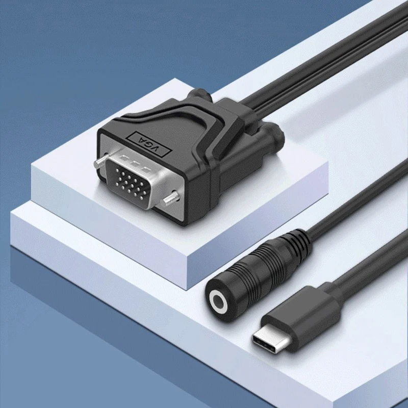 USB C VGA адаптер конвертер мужской тип на штекер с 3 5 мм аудио разъем для Macbook Chromebook