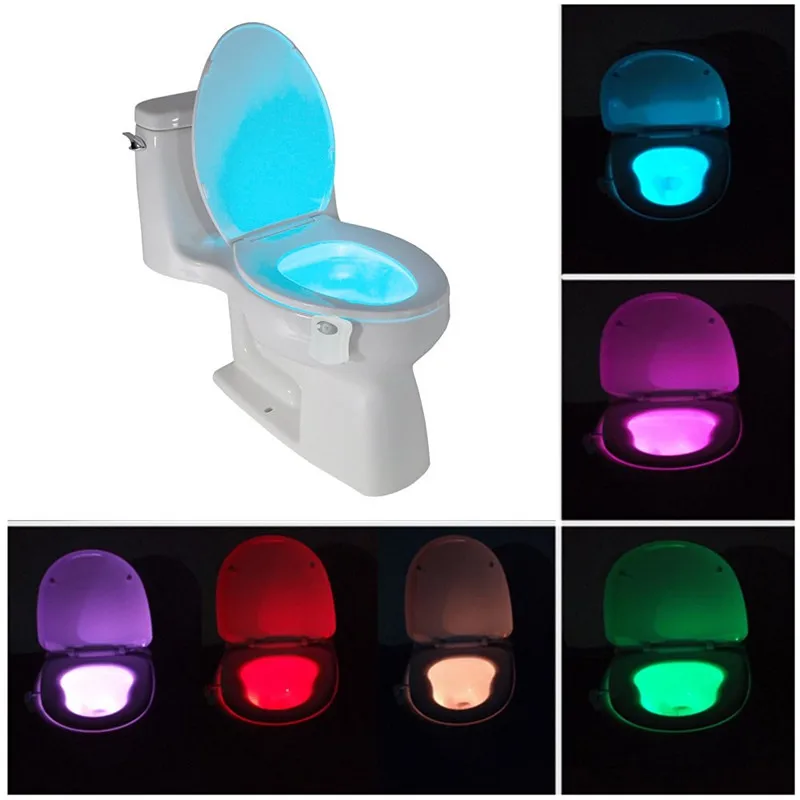 

8 color toilet LED night light hanging human body sensor Toilet toilet lid lights creative gifts