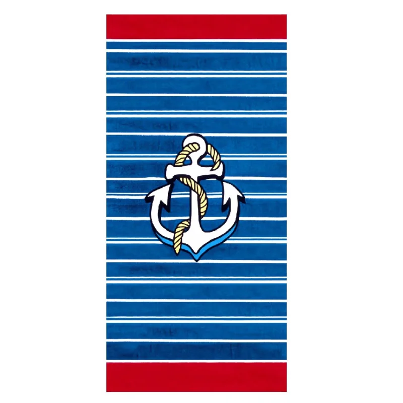 

Modern Nautical Red Blue Anchor Striped Lounge Beach Travel Towels Adult Men Women Sport Sauna Towels Surf Shower Towels Set 140