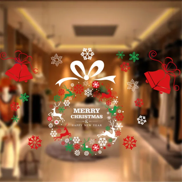 merry christmas sticker for home supermarkets cupboard glass door christmas decorations wreath bell - At Home Store Christmas Decorations merry christmas sticker for home supermarkets cupboard glass door christmas decorations wreath bell - At Home Store Christmas Decorations