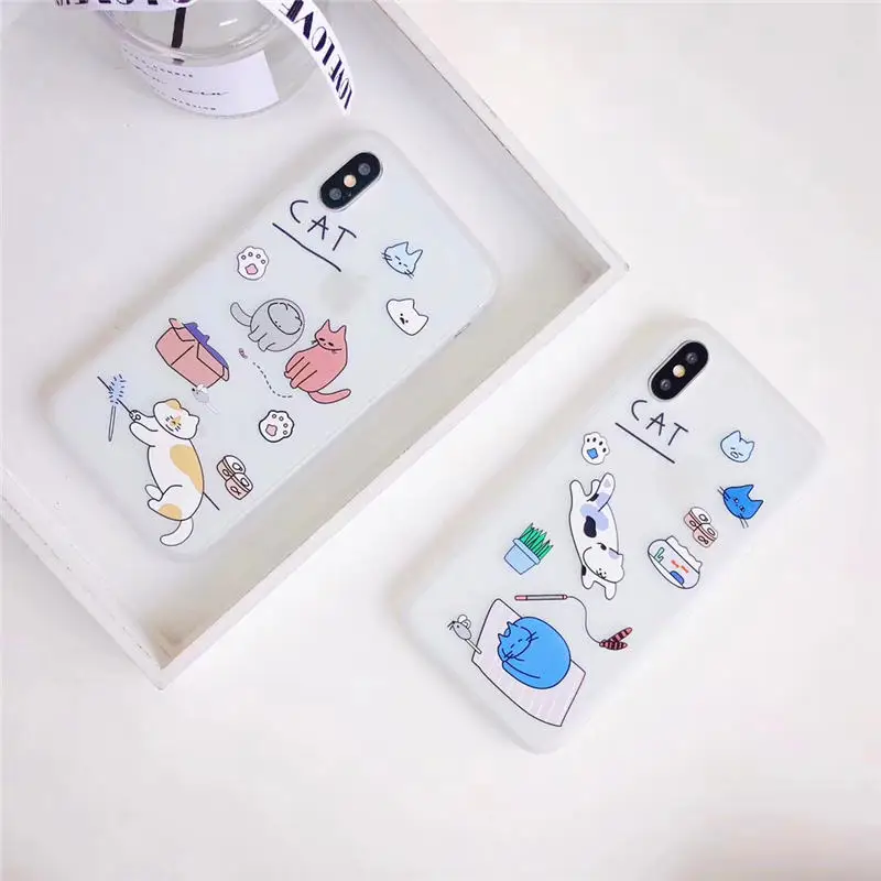 Animal cat Pattern Case For iPhone 6 6s Soft Silicone Floral Protect Full Cover 7 8 Plus X Phone Cases |