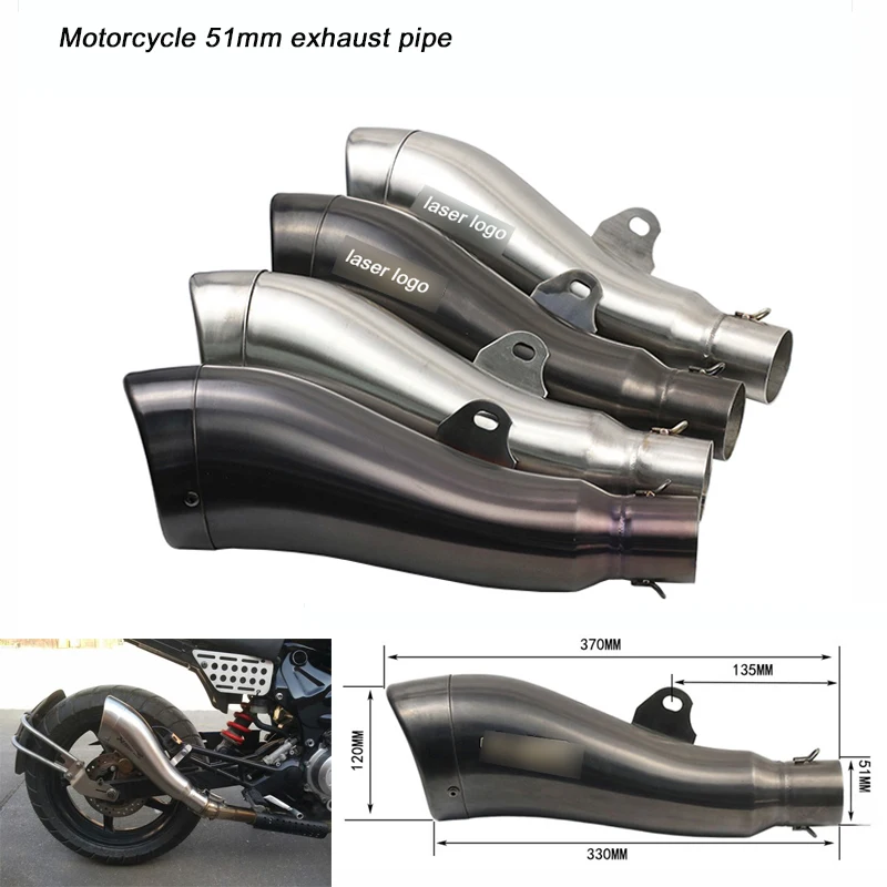 

Motorcycle 51mm Headed Silencer System with DB Killer Link 370mm Stainless steel Exhaust Muffler Pipe