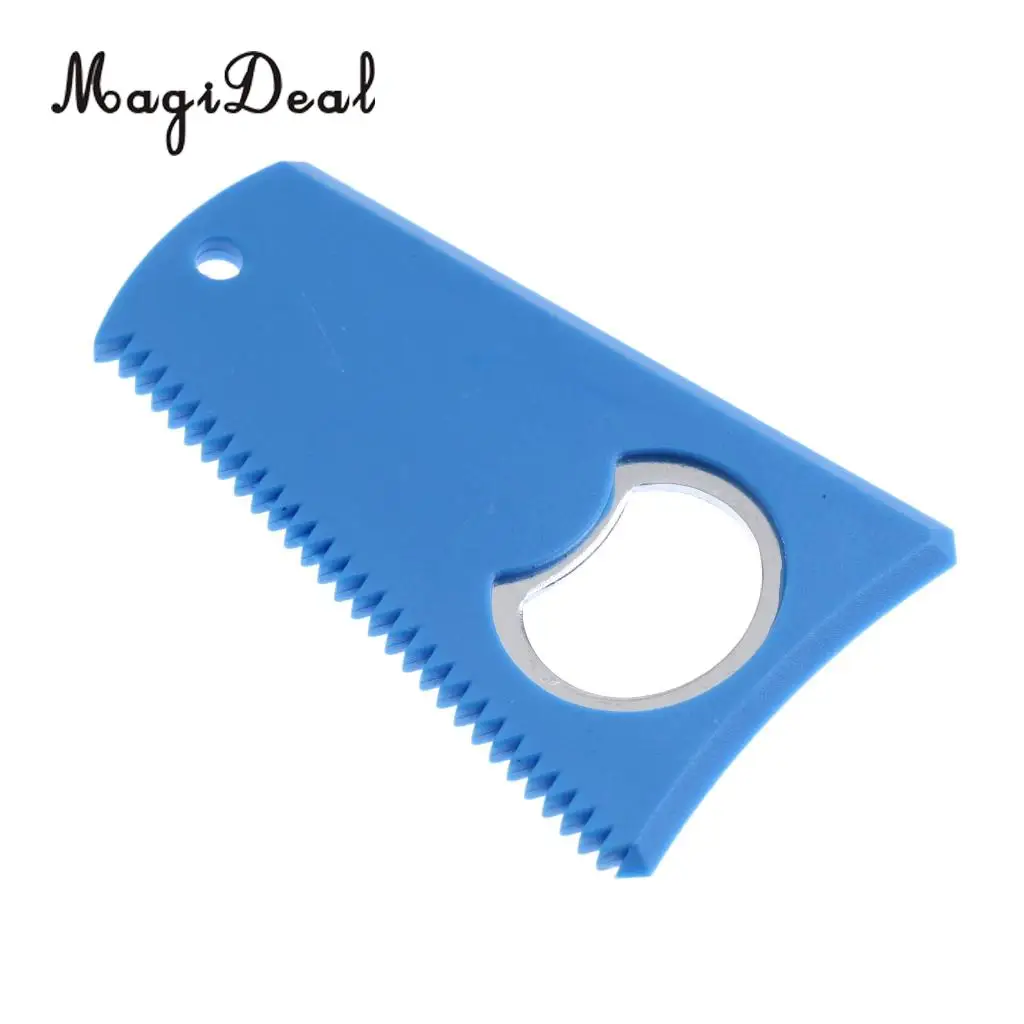 2 PCS 3.15' x 2' Plastic Surfing Surfboard SUP Kite Wake Board Care Wax Comb Wax Scraper Remover with Bottle Opener Lanyard Hole