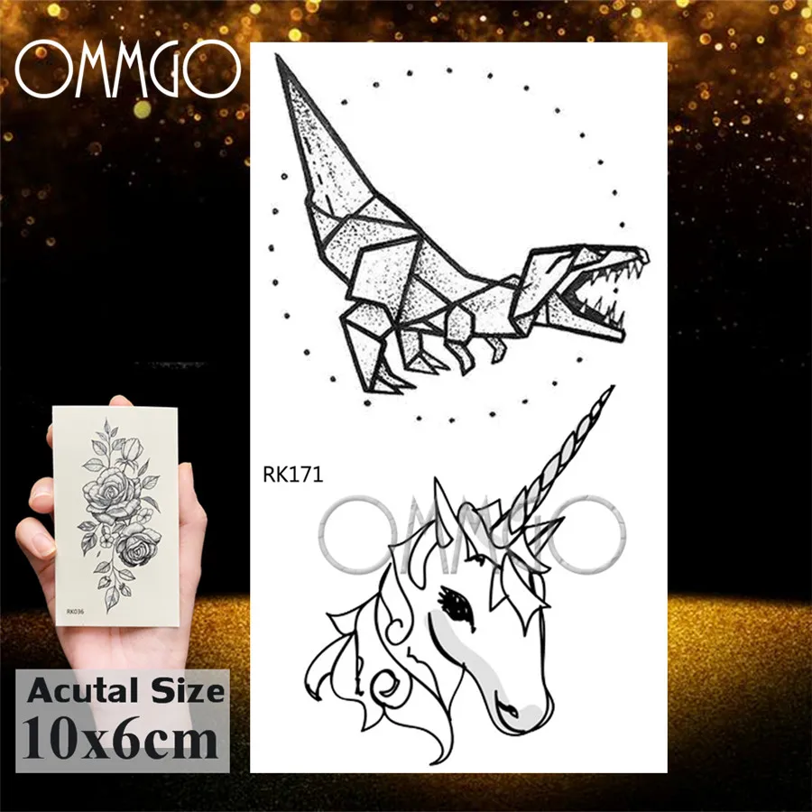 OMMGO Watercolor Dolphin Temporary Tattoos Sticker For Women Body Art Tattoo Kids Fake Waterproof Tatoos Cartoon Neck Hands