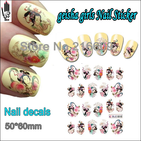 1 лист ногтей BLE1810 Geisha Girl арт водные переводные наклейки Наклейка для украшения |