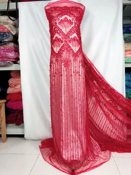

2019 Latest French Nigerian Laces Fabrics High Quality Tulle African Laces Fabrics Wedding African French Tulle Lace Peach YYZ90