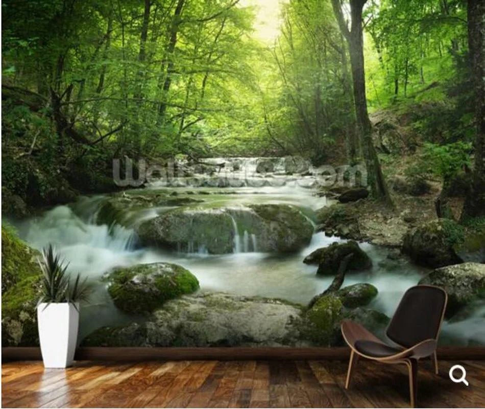 

Custom natural landscape wallpaper,Enchanting Forest waterfall,3D photo mural for living room bedroom sofa background wallpape