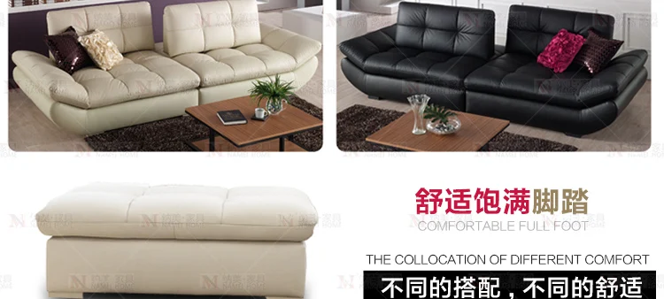 حقيقية الجلود أريكة الزاوية أريكة غرفة المعيشة أثاث المنزل أريكة الاقسام 4-seater وظيفية مسند النمط الحديث
