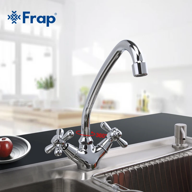 FRAP 1 Set Modern Style Deck Mounted Brass Solid Kitchen Faucet Chrome Finish Cold and Hot Water Mixer torneiraS monocom F4125 FRAP 1 Set Modern Style Deck Mounted Brass Solid Kitchen Faucet Chrome Finish Cold and Hot Water Mixer torneiraS monocom F4125