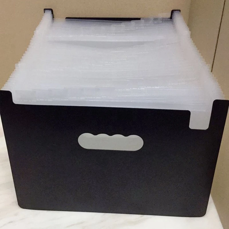 

White 37 Pocket Expanding File Folder A4 Large Plastic Expandable File Organizers Standing Accordions Folder For Documents Bus