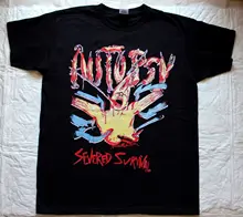 AUTOPSY SEVERED SURVIVAL DEATH MONSTROSITY CANCER GOREFEST BLACK T-SHIRT New Fashion Casual Cotton Short-Sleeve T Shirt autopsy autopsy macabre eternal deluxe edition