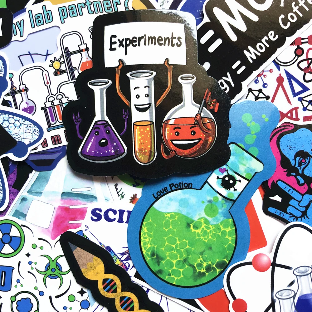 50 шт. химические эксперименты, формулы, научная лаборатория, наклейки для ноутбука, скейтборда, багажа, стайлинга автомобилей, каракули, наклейки