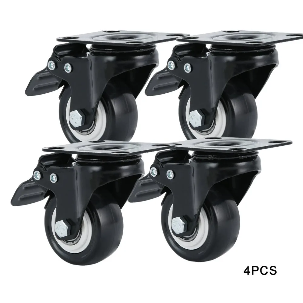 

4 PCS Heavy Duty Swivel Castor 2 Inch 50mm 200KG Transport Rolling Wheel Universal Towing Rollers With Brakes
