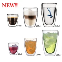 250ML 350ML Double Wall Glass Insulate Transparent Glass Coffee Cup for Water Drinking Milk Tea Wine Whiskey Juice Glasses