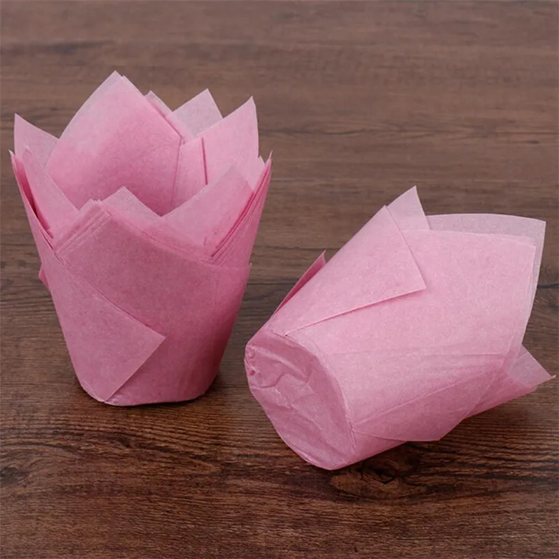 

50pcs Paper Tulip flower Chocolate Cupcake Wrapper decoration Baking Muffin paper liner mold holder disposable bake cake wrap