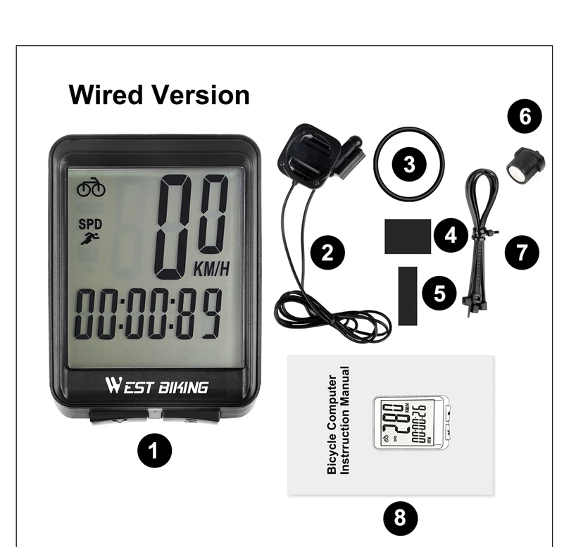 WEST BIKING 2,8 "большой экран велосипедный компьютер беспроводной проводной велосипед непромокаемые Спидометр Одометр секундомер для