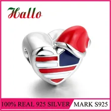 Сердце подвеска из эмали Прата 925 бусины для изготовления ювелирных изделий Подходит оригинальные браслеты рождественские украшения для дома diy Аксессуары