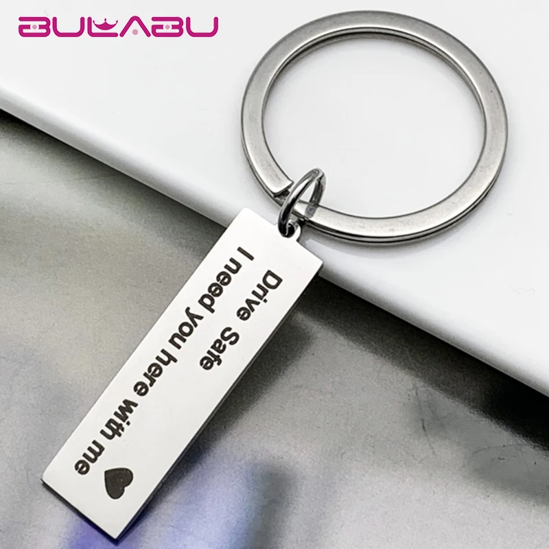 

Fashion drive safe Tag Metal Key Chains Silver Stainless Steel Keychain Laser Lettering key ring For Key llaveros para hombre