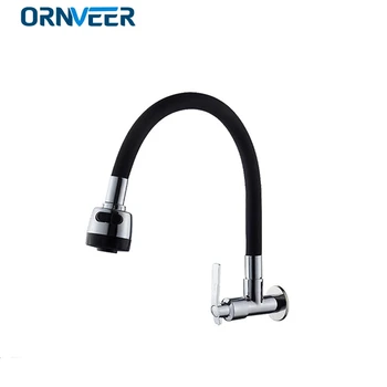 

1Pcs Single Cold Kitchen Basin Water Faucet Wall Mounted Flexible Hose Bathroom Basin Faucets KF2002