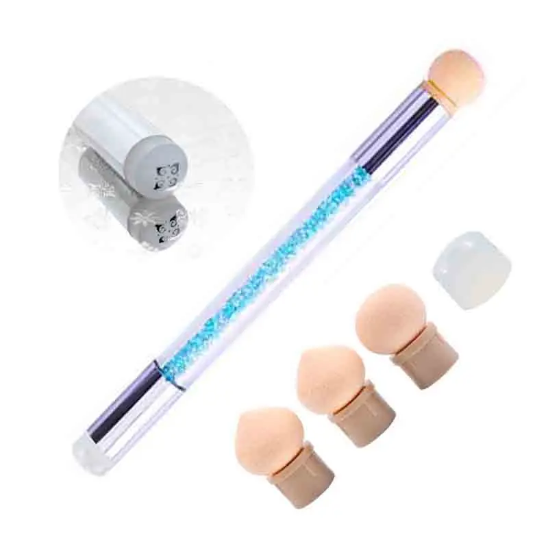 Nail Art Sponge& Silicone Brush Double-Headed Pen Gradient Blooming Transfer Stamping 6 Sponge Head Pen Manicure Tool - Цвет: NO4