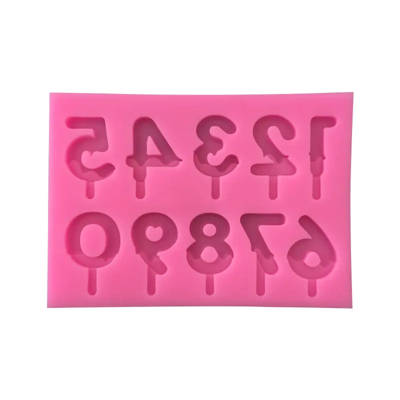 

Silicone Popular Alphabet Number 0-9 3D Silicone Mold with Lollipop Hole Fondant Cake Decorating tools